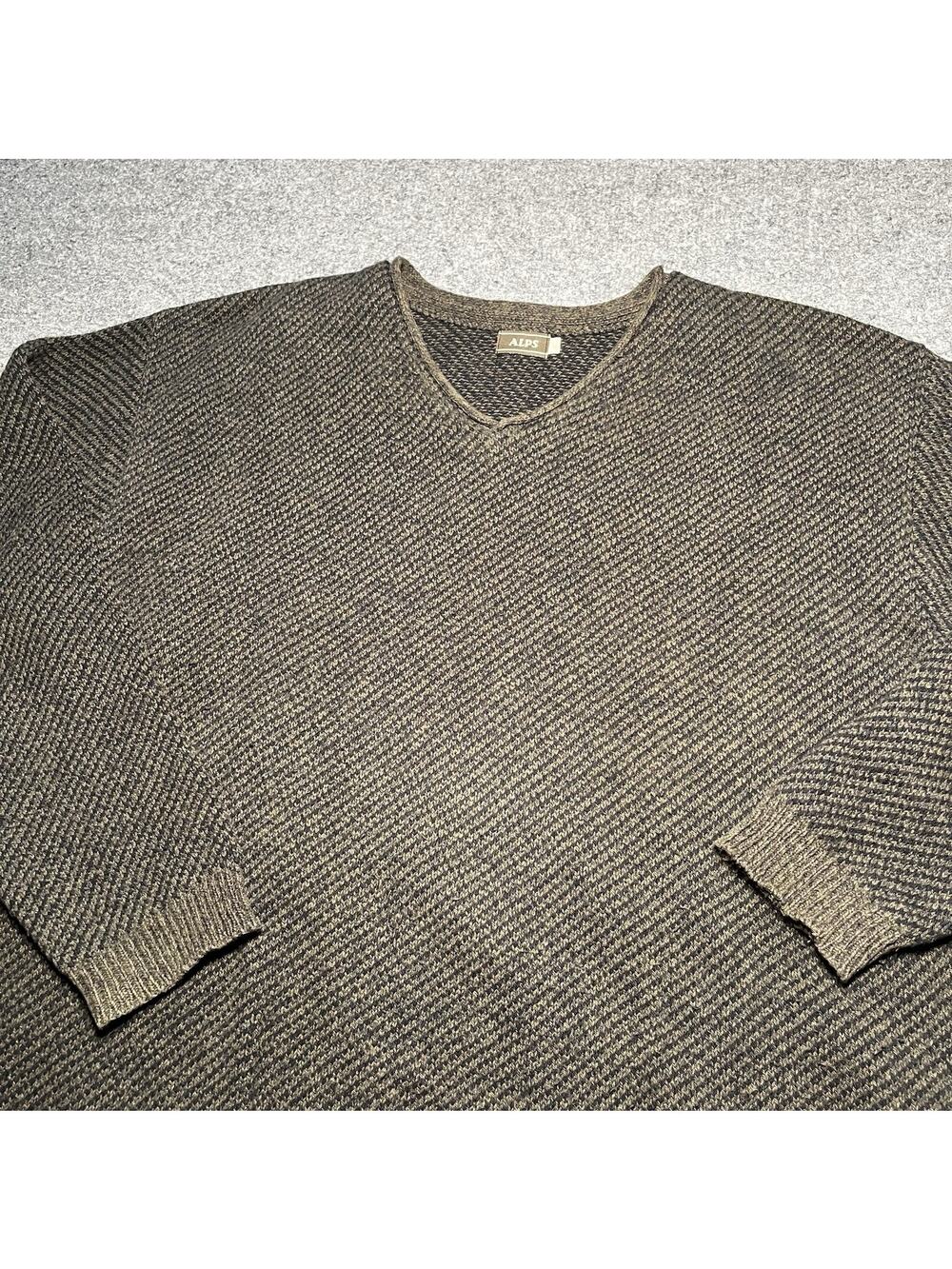 Vintage Alps Sweater Mens Large Cotton Blend V Neck Grandpa Made in USA 90s